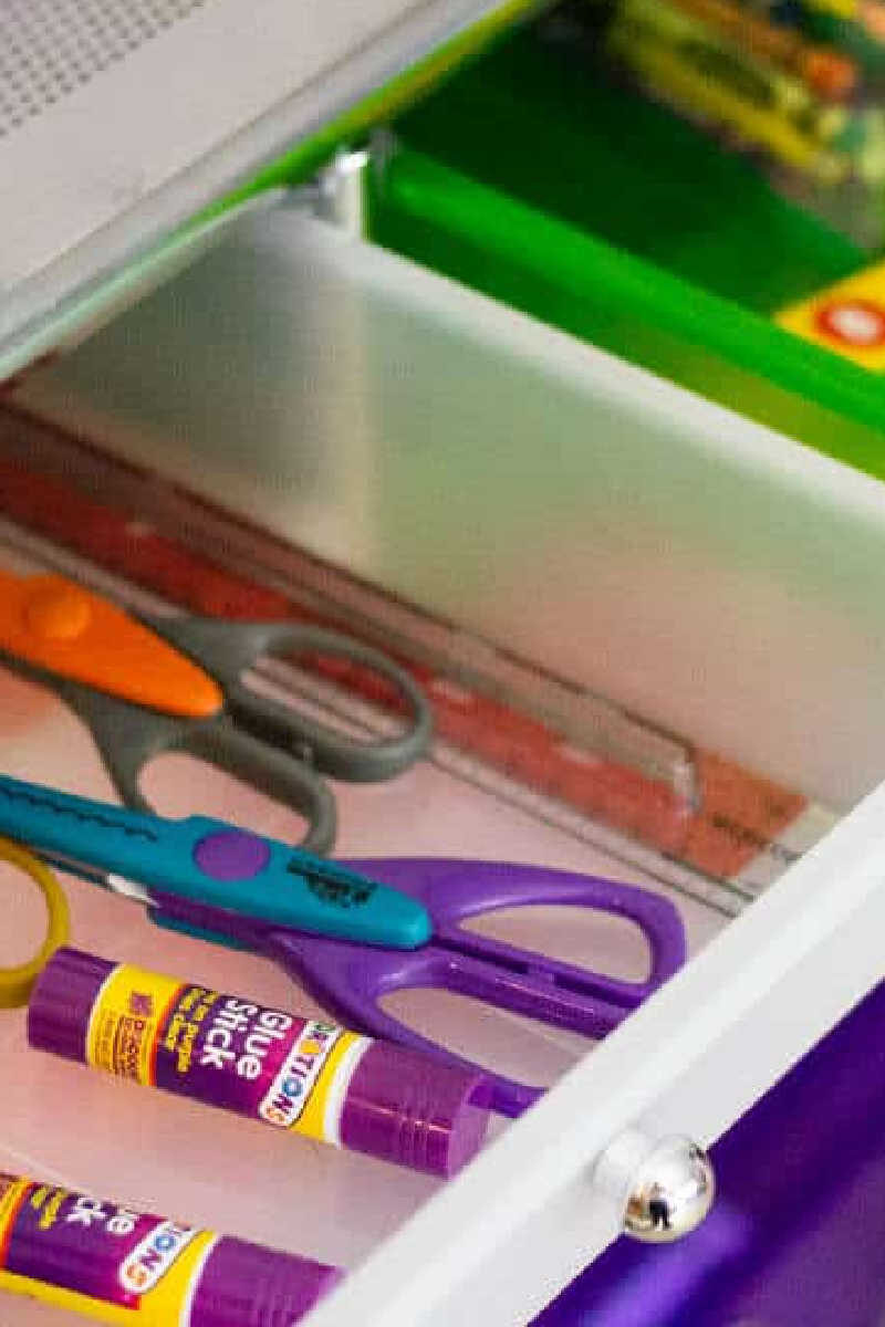 organize school supplies at home