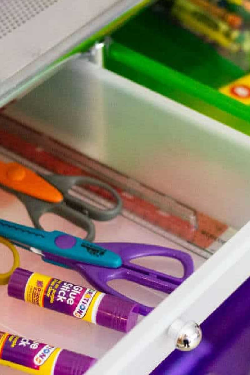 organize school supplies at home