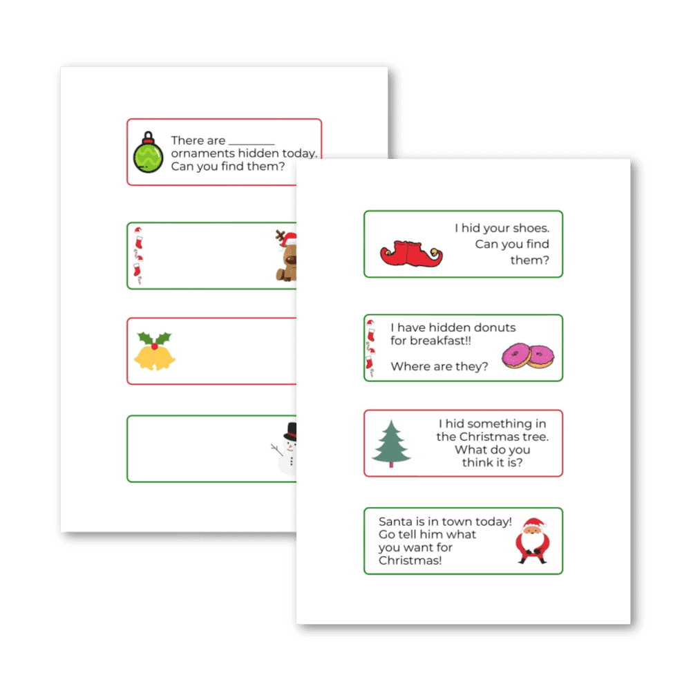 elf on a shelf hide and seek game cards